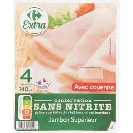 CARREFOUR EXTRA Jambon avec couenne sans nitrite 4x35g