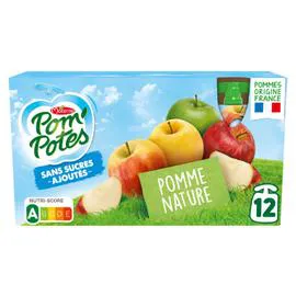 MATERNE, POM'POTES Compote pomme nature sans sucres ajoutés. 12x90g