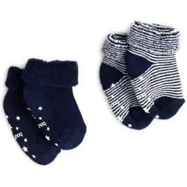 BOUT'CHOU Paires de Chaussettes en Coton Bio Bleu/Blanc T.14-15 x2