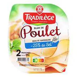 MARQUE REPÈRE, TRADILÈGE Blanc de poulet Tranché en sel réduit x2 80g