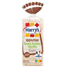HARRYS Pain de mie 100% mie complet sans croûte sans sucres ajoutés 500g