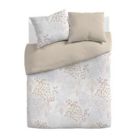 TEX HOME Housse de couette beige 260 x 240 cm + 2 taies d'oreiller 65x65 cm Sagara l'unité