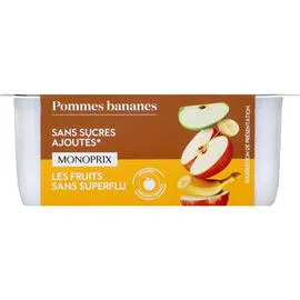 MONOPRIX Compote pommes bananes 4x100g