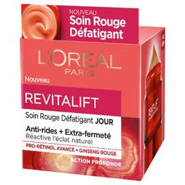 L'ORÉAL PARIS, REVITALIFT Crème Visage Anti-Rides Rouge Défatiguant au Ginseng 50ml