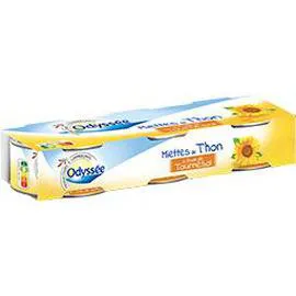 ODYSSÉE Miettes de thon à l'huile de tournesol 3x80g