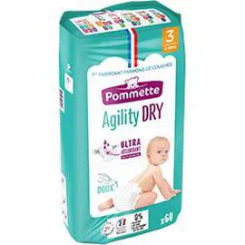 POMMETTE Couches Agility Dry, taille 3 : 4 x60