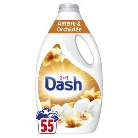 DASH Lessive Liquide Détergent Ambre et Orchidée 2,475l