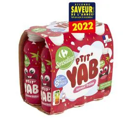 CARREFOUR SENSATION Yaourt à boire fraise 6x180g