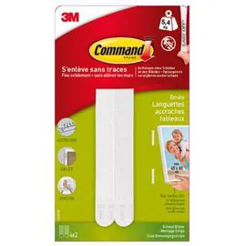 COMMAND Languette fixation blanche pour cadre fin - 5,4kg - 4x2 languettes l'unité