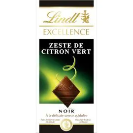 LINDT, EXCELLENCE Chocolat noir zeste citron vert 100g