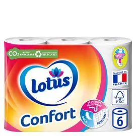 LOTUS Papier Toilette Confort Blanc X6 Rouleaux x6
