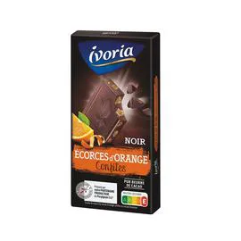 IVORIA Chocolat noir écorces d'orange confites 200g