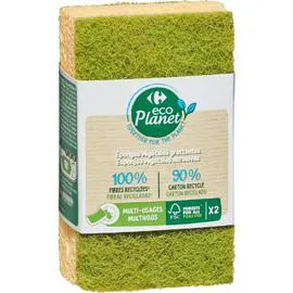 CARREFOUR ECO PLANET Eponge à récurer végétales grattantes x2