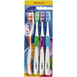 LABELL Protection Brosses à dents medium, family pack x4