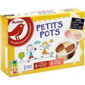 AUCHAN Mini pot glacé vanille-chocolat et vanille-fraise 360g