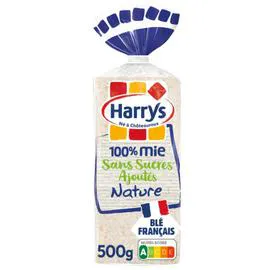 HARRYS Pain de mie 100% mie nature sans croûte sans sucres ajoutés 500g