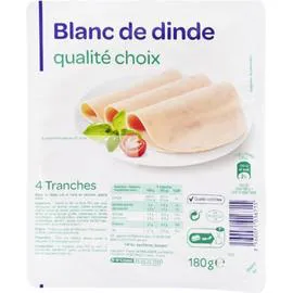 CARREFOUR Blanc de dinde qualité choix 180g