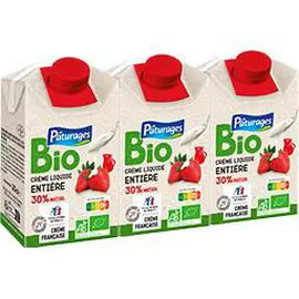 PÂTURAGES BIO Crème liquide entière 30% MG BIO UHT 3x20cl
