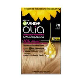 GARNIER, OLIA Coloration Cheveux Permanente Sans Amoniaque 9.0 Blond Clair Radieux l'unité