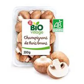 MARQUE REPÈRE, BIO VILLAGE Champignons de Paris bruns Bio 200g