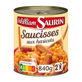 WILLIAM SAURIN Plat cuisiné saucisses aux haricots 840g