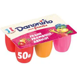 DANONE, DANONINO Petits suisses aux fruits fraise framboise abricot 6x50g