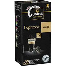 PLANTEUR DES TROPIQUES Capsules de café compatibles Nespresso moulu Espresso Piano n°2 114g