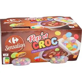 CARREFOUR SENSATION Crème dessert chocolat avec dragées 4x120g