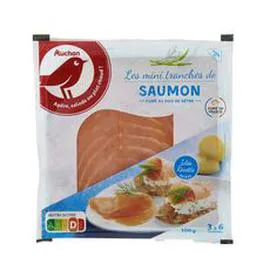 AUCHAN Saumon fumé mini-tranches 100g