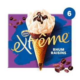 NESTLÉ, EXTRÊME Glace Cône rhum raisins 6x71g