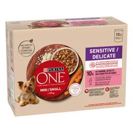 PURINA, ONE Pâtée pour chien Adulte mini au saumon & aux carottes avec du riz 850g