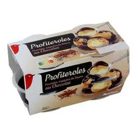 AUCHAN Profiteroles fourrées nappées de sauce au chocolat 4x90g
