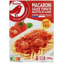 AUCHAN Macaroni boulettes de viandes sauce tomate 280g