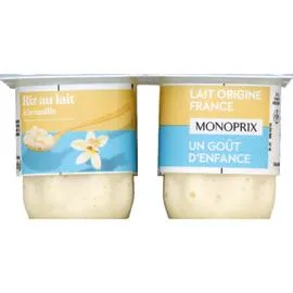 MONOPRIX Riz lait vanille 4x115g