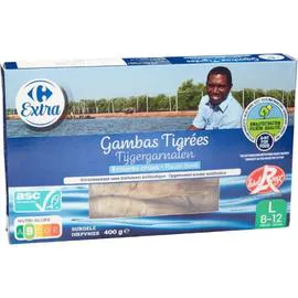 CARREFOUR EXTRA Gambas tigrées entières crues LR 8/12 400g