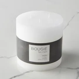 MONOPRIX Maison Bougie Non Parfumée, 3 Mèches, 10X10Cm, Blanc l'unité