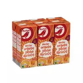 AUCHAN Nectar orange pêche abricot briquettes 6x20cl