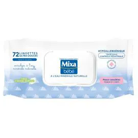 MIXA BÉBÉ Lingettes Bébé Eau Minérale Naturelle x72 