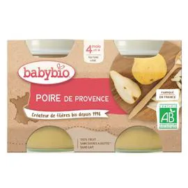 BABYBIO Compotes bébé dès 4 mois, poire 2x130g