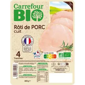 CARREFOUR BIO Rôti de porc bio cuit 160g