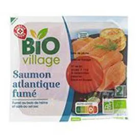MARQUE REPÈRE, BIO VILLAGE Saumon fumé Bio Atlantique 2 tranches 65g
