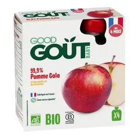 GOOD GOÛT Purée de fruits à boire bébé dès 4 mois pomme gala sans sucres ajoutés Bio 4x85g