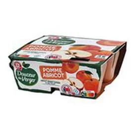 MARQUE REPÈRE, DOUCEUR DU VERGER Compote Pomme Abricot 4x100g