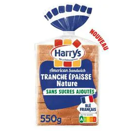 HARRYS Pain de Mie Américain Sandwich Nature Tranches Epaisses 550g