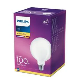 PHILIPS Ampoule LED E27 Globe Blanc-chaud 100W x1 l'unité