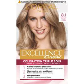 L'ORÉAL PARIS, EXCELLENCE Coloration Cheveux 8.1 Blond clair cendré l'unité