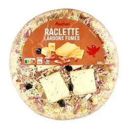 AUCHAN Pizzas raclette lardons fumés 450g