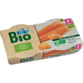 CARREFOUR BABY BIO Plat bébé bio dès 4 mois carotte 2x120g