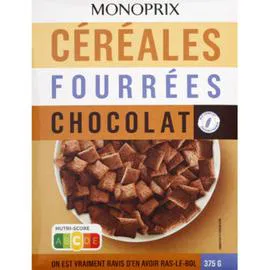 MONOPRIX Céréales fourrées chocolat 375g