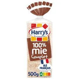 HARRYS Pain de mie 100% mie complet sans croûte 500g